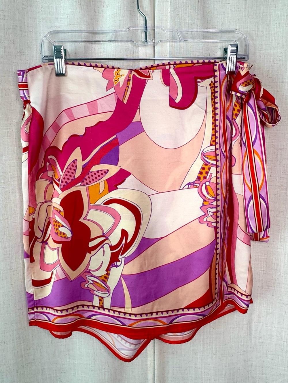 EsQualo Disco Hit Wrap Skort Pink Orange Purple Print Size 10 NWT